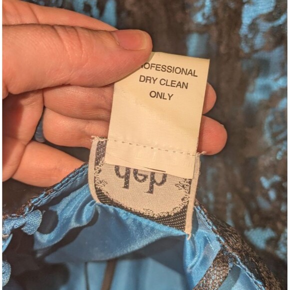 Vintage Deb Dress 7/8 Junior's Blue Lace Overlay Spaghetti Strap Mini Prom Hoco - Picture 9 of 9